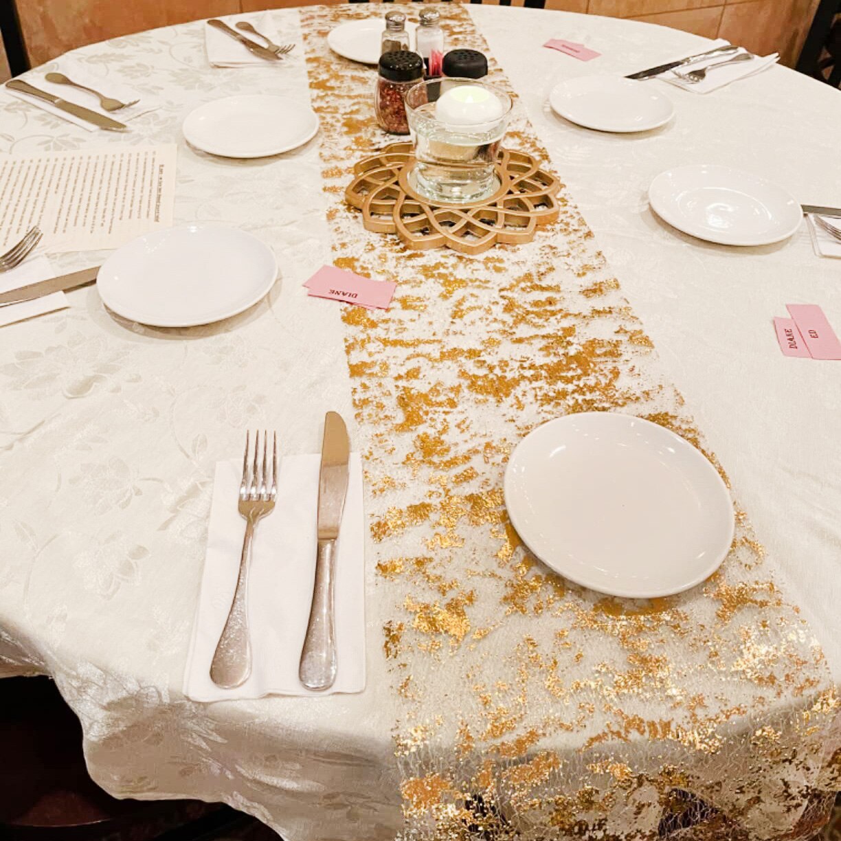 Table Runner Sequin - Rollo de malla fina de oro