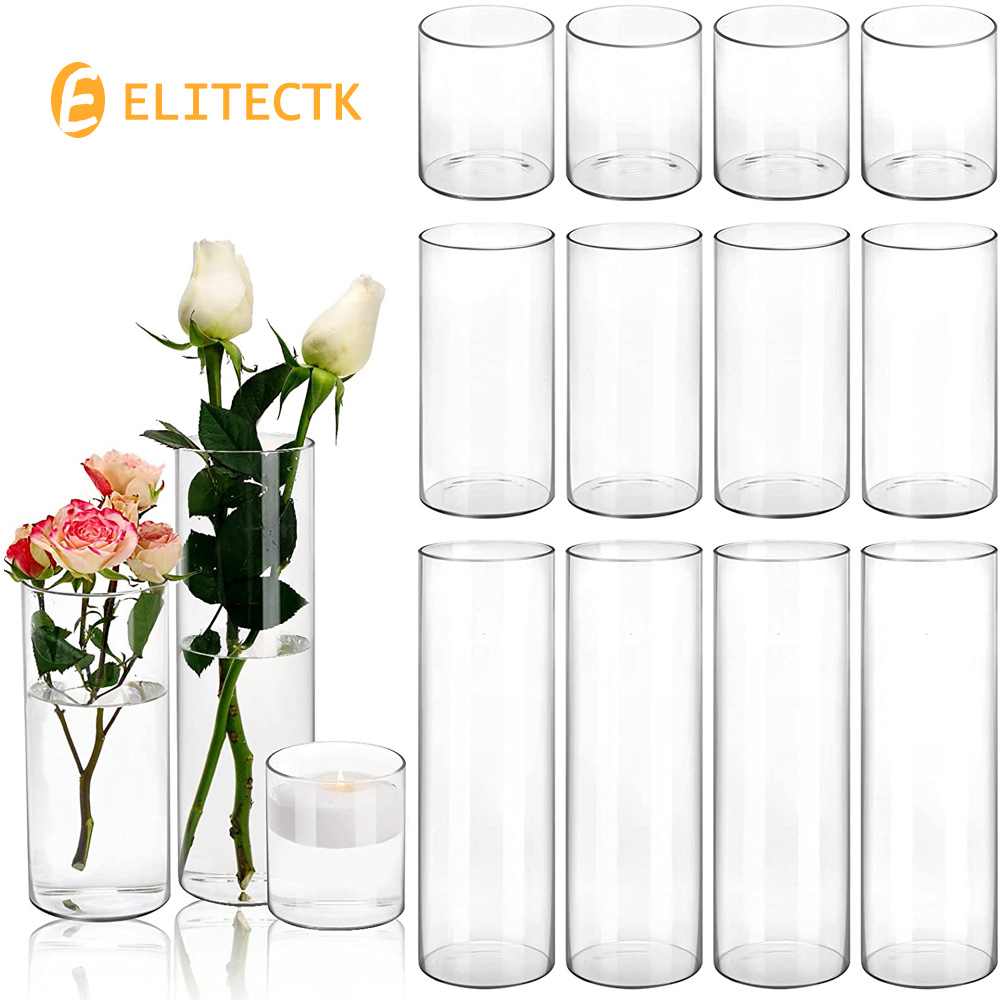 Centerpiece Vase Tall - Florero cilíndrico de vidrio, portavelas transparente