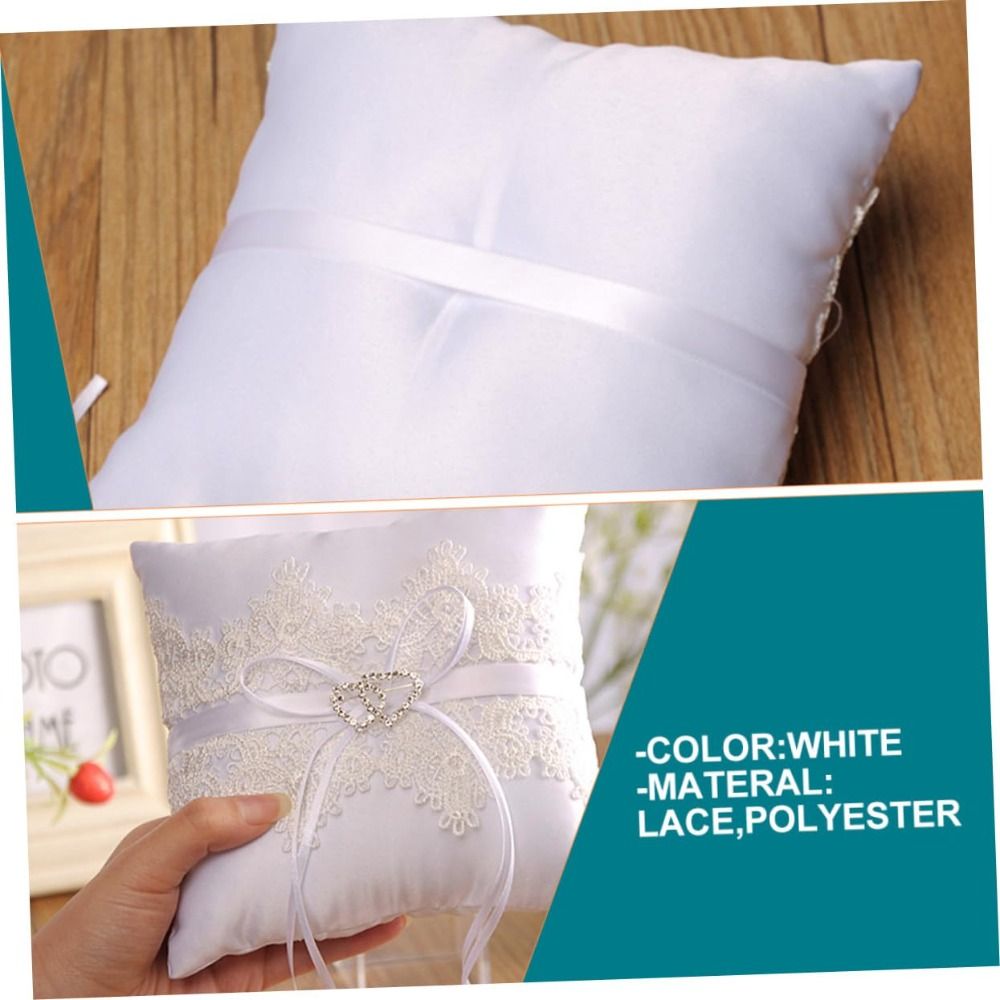 Ring Bearer Pillow - Almohada de encaje blanco para anillos