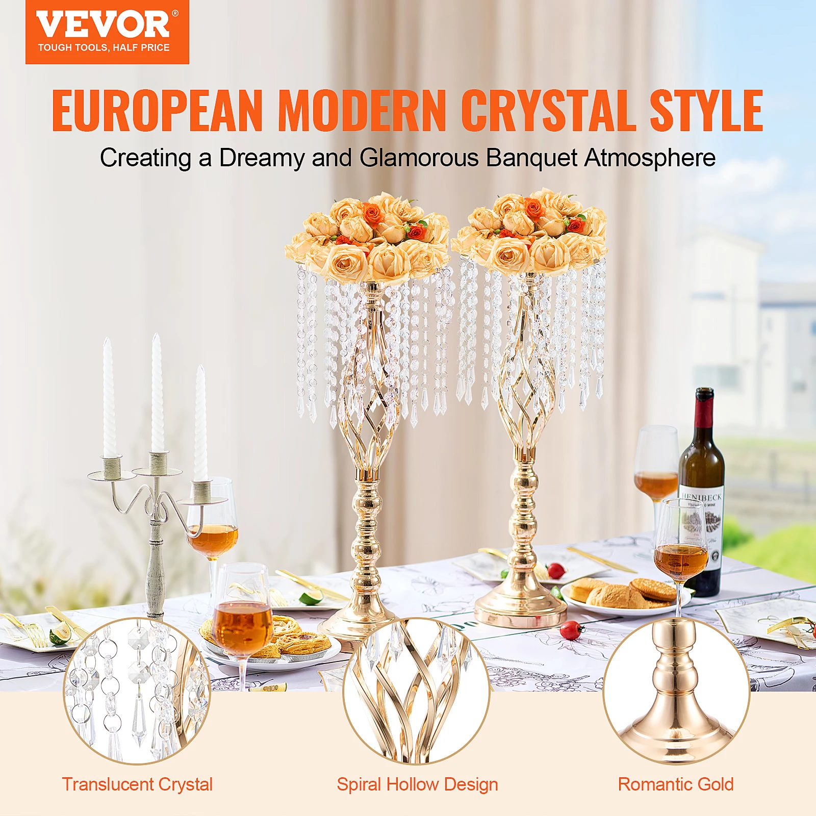 VEVOR-soporte alto de cristal  - Centerpiece Vase Tall reseña y precio