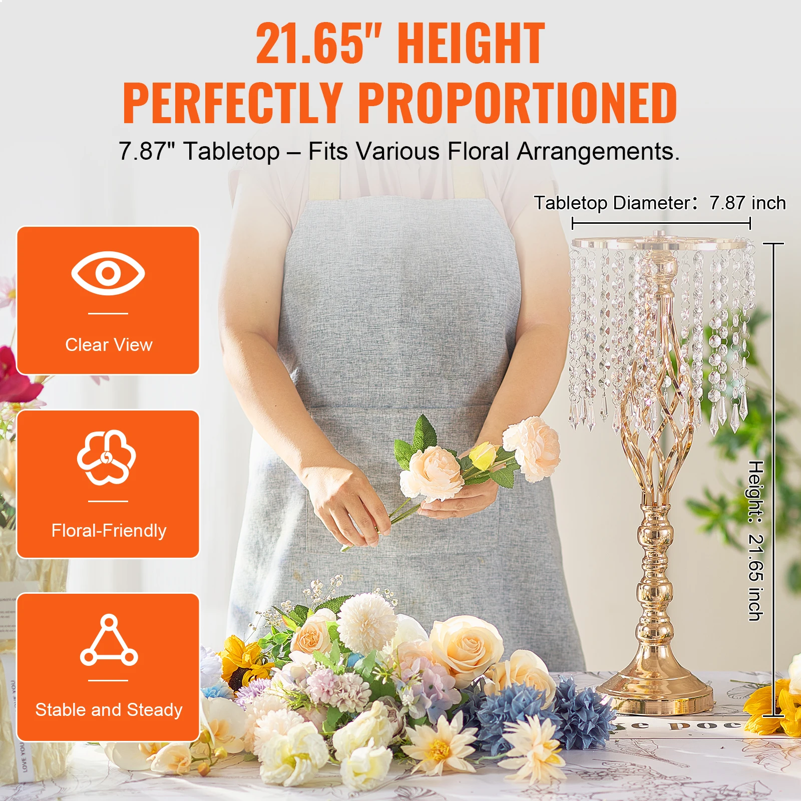VEVOR-soporte alto de cristal  - Centerpiece Vase Tall reseña y precio