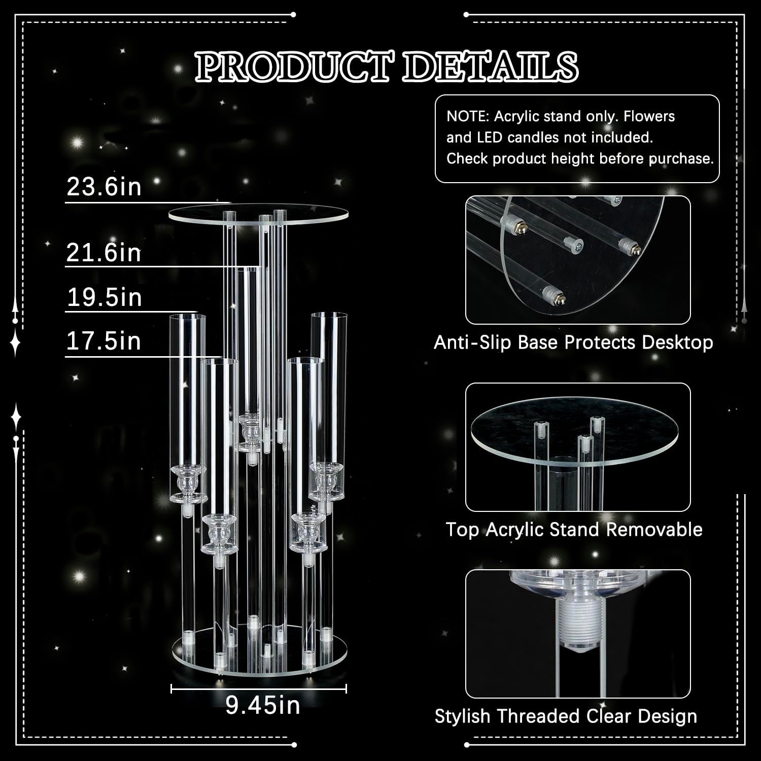 Candelabro acrílico transparen - Centerpiece Vase Tall reseña y precio