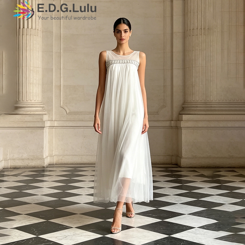EDGLuLu Vestido Largo sin Mang - Wedding Lulu reseña y precio