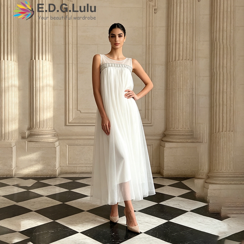 EDGLuLu Vestido Largo sin Mang - Wedding Lulu reseña y precio