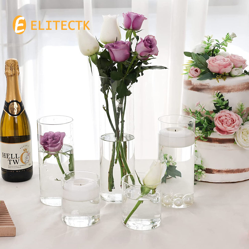 Florero cilíndrico de vidrio,  - Centerpiece Vase Tall reseña y precio
