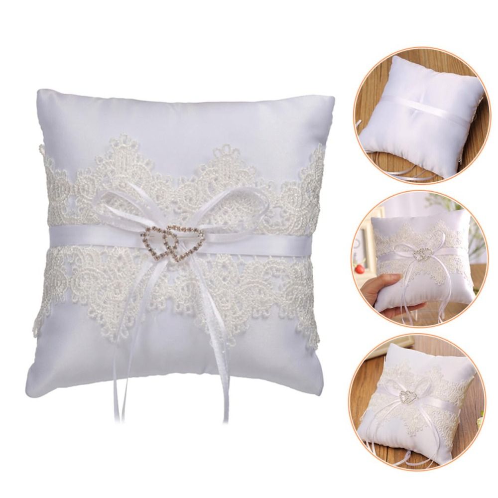 Almohada de encaje blanco para - Ring Bearer Pillow reseña y precio